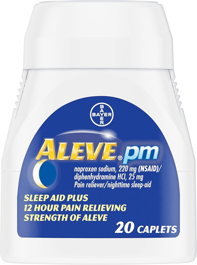 Aleve PM Pain Reliever Nighttime Sleep- Aid Caplet, 20 ea (balení po 4)
