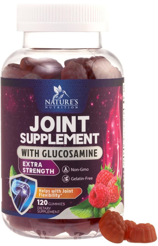 Společné podpory Glucosamine Plus vitamin E - Příroda je společný doplněk podpory pro příležitostné nepohodlí zad, kolena a ruce - Chrupavka a společné zdraví a flexibilita podpora - 120 Gumy
