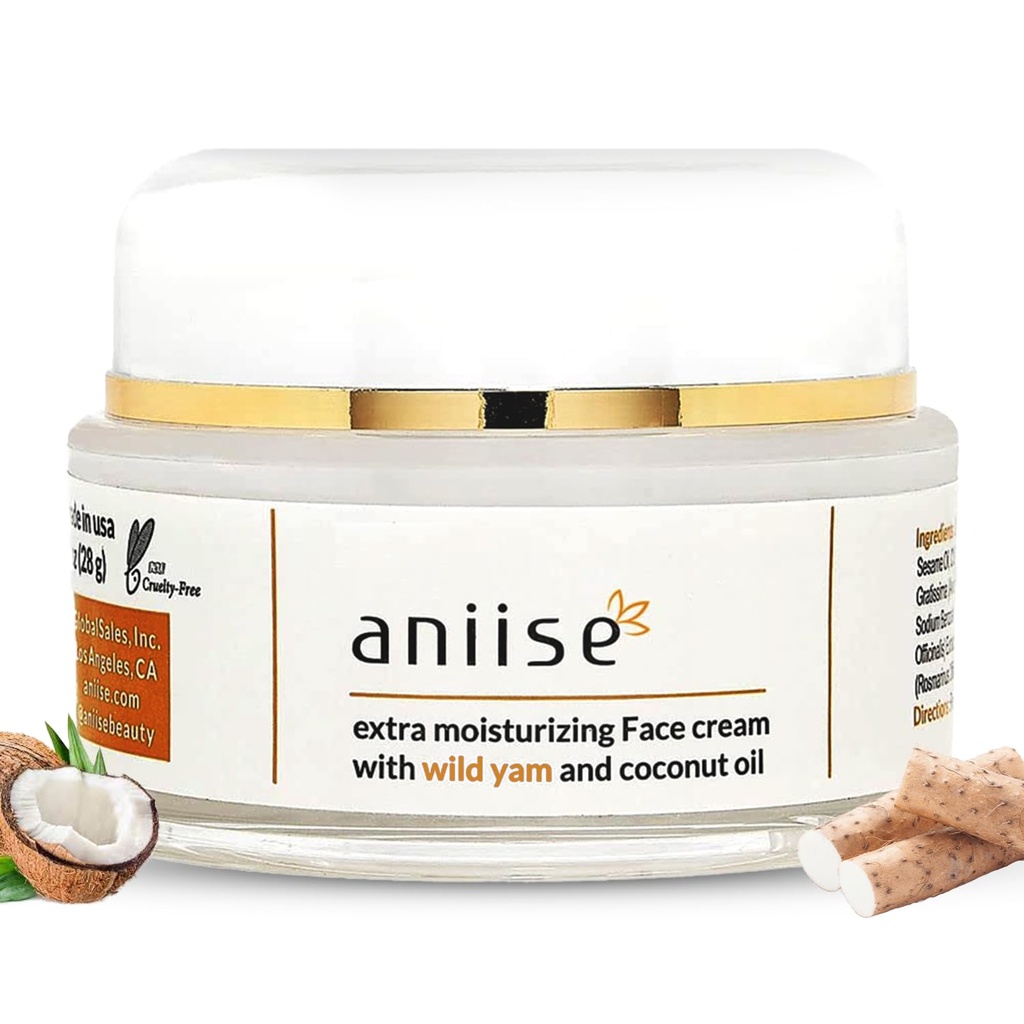 Wild Yam Extra Moisturization Face Cream with Coconut Oil - Wild Yam Cream for Menopause & Menstrual Relief - Stabilizuje hladiny hormonů - Anti- Aging Cream for Very Dry Skin - 1 oz