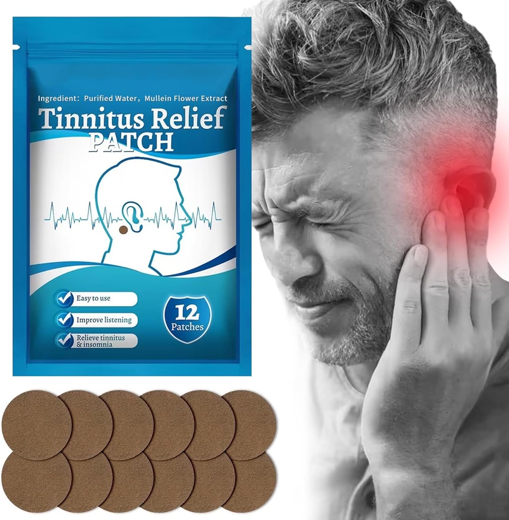 Tinnitus Relief Záplaty, Přírodní Bylinné Tinnitus Relief Léčba Ušní Patch, pro Ušní vyzvánění, Ušní bolest, Úzkost sluchu ztráty a chránit zdraví sluchu, 12Pcs (1 balení)