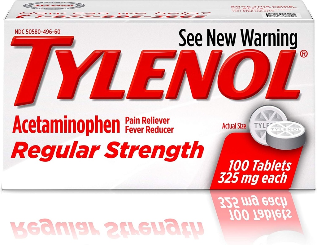 Tylenol Reg Strngth 100' s Velikost 100ct Tylenol 325 Mg Pravidelné síly Reliever bolesti