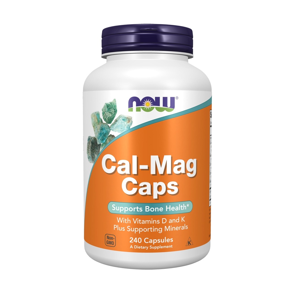 Nyní doplňky, Cal- Mag Caps s vitamínem D a podpůrné minerály, podporuje zdraví kostí *, 240 Veg Kapsle