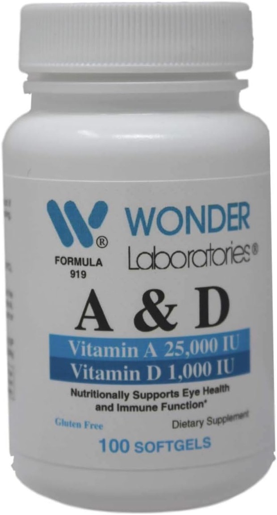 Wonder Laboratories Vitamin 25 000 IU od Cod Játra Rybí olej + Vitamin D3 1 000 IU
