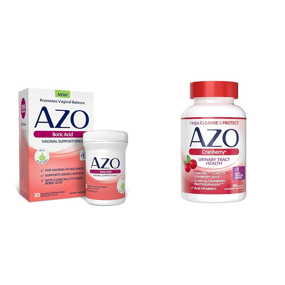 AZO kyselina boritá Vaginální Suppositors, Pomáhá podporovat zápach Control a Balance Vaginální PH & Cranberry Močový Trakt doplněk zdraví, 1 Serving = 1 Sklenice brusinkové šťávy