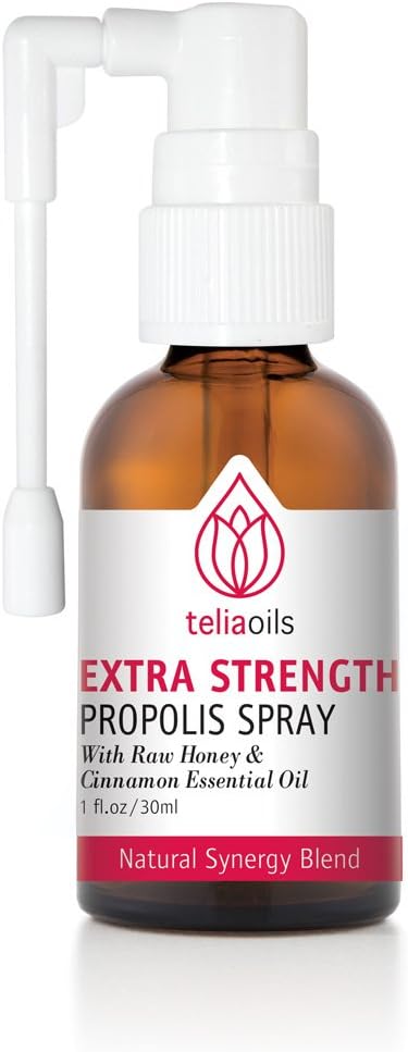 Teliaoils Propolis Spray Tělo Defense Support, Soothing Cough & Sore Throat, Pomoc ústa dráždění, nachlazení, 100% přírodní, s medem a skořice esenciální olej.