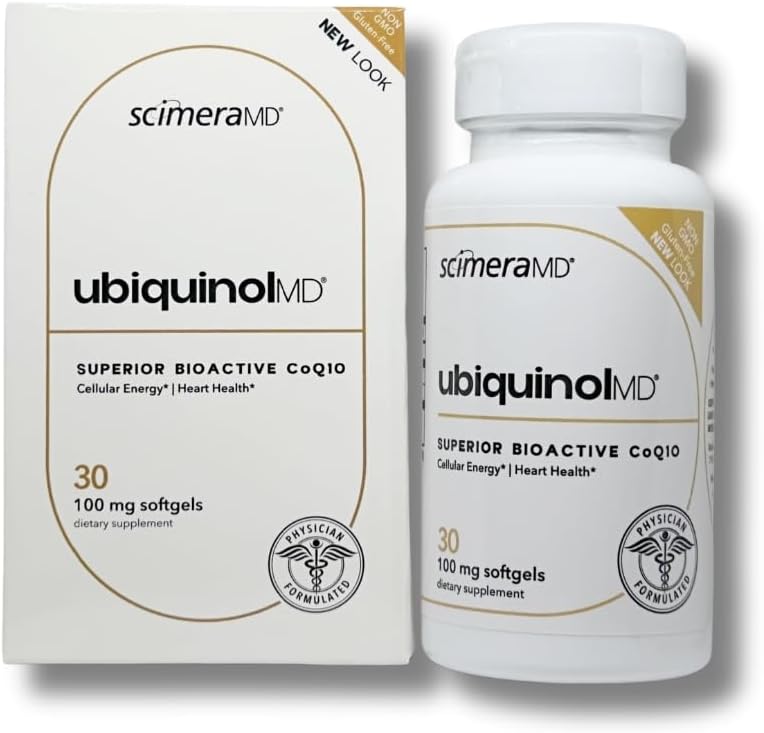 ScimeraMD ® Ubiquinol Coenzym Q10 Kaneka QH Antioxidant Supplement pro srdeční zdraví a buněčnou výrobu energie, 30 CT