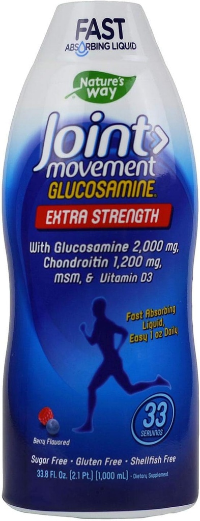 Nature 's Way Extra Strength Joint Movement Glucosamine Natural Berry Flavor 33.8 fl oze ea (2-Pack)