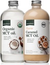 Přírodní síla krémový karamel MCT Olej + organické plné spektrum MCT Olej - Gluten- Free, Non GMO, 100% čisté kokosové MCTs z organických kokosů - Keto, Paleo a Vegan - 2x 16 Ounce skleněné láhve