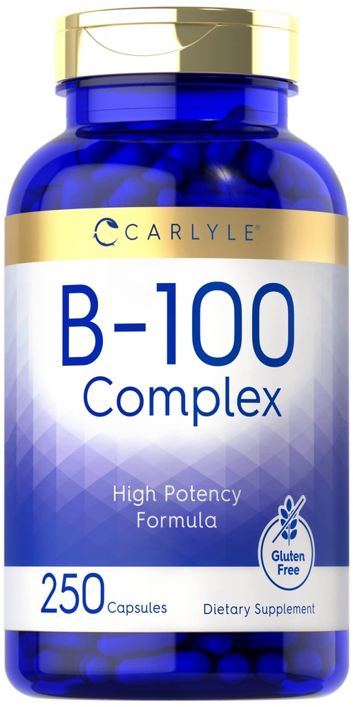 Carlyle B-100 Komplexní vitamin 124; 250 kapsle 124; Non- GMO, gluten zdarma dodatek