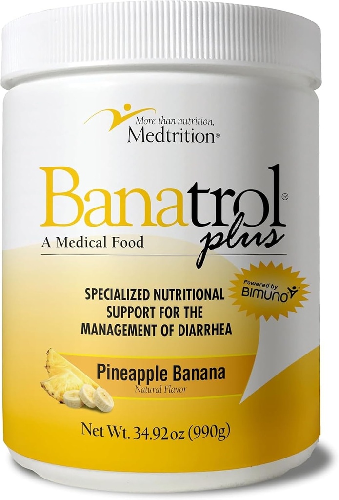 Medtrition Banatrol ® Natural Anti- Diarrheal with Prebiotics, Relief from Chronic Diarhea, IBS, Recurring Diarhea, Klinicky podporované lékařské jídlo, Non- Constipating 90 Servings (Ananas)