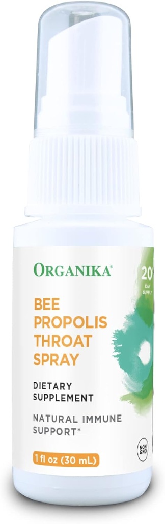 Organika Bee Propolis Krční sprej - Natural Imunitation Support and Sore Throat Relief - Gluten Free, Antioxidant Supplement - Alkohol zdarma tekutina, 1 oz