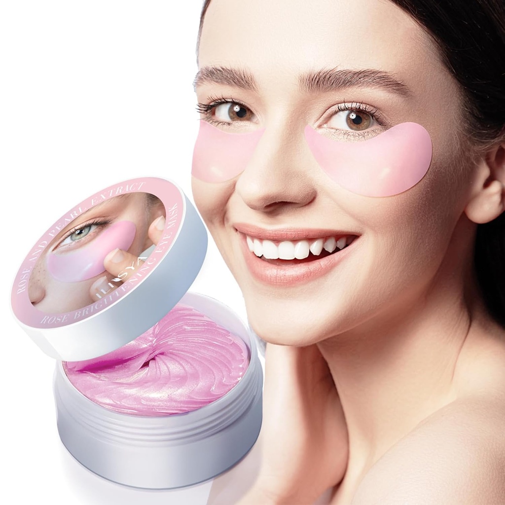 Rose Eye Mask-60 PCS - pod očními záplatami Oční maska pro tmavé kruhy Puffy Eye Oční sáčky Jemné linky Anti- vrásky s Hyaluronic kyselina