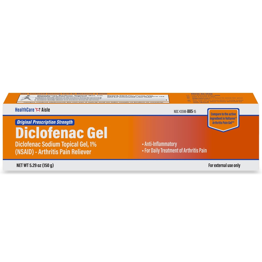 HealthCareAisle Diclofenac Gel, 1%, Artritis Pain Relief - 150 g trubice - Original Prescription Strength (NSAID)