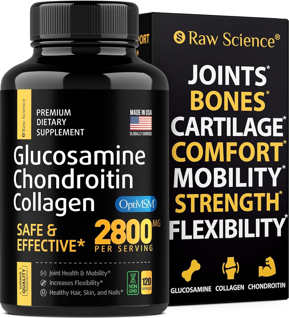 Glucosamine Chondroitin MSM Kapsle - Dodatek pro společnou podporu pro dospělé, 2800 mg Triple Strength Vitamíny: Glucosamine HCL, Chondroitin Sulfát s OptiMSM - Redukuje Joint Discomfort, 120 Kapsle