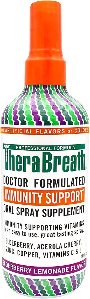 TheraBreath Imunity Support Doktor upravený ústní sprej dodatek, Elderberry Lemonade, 10 Ounce