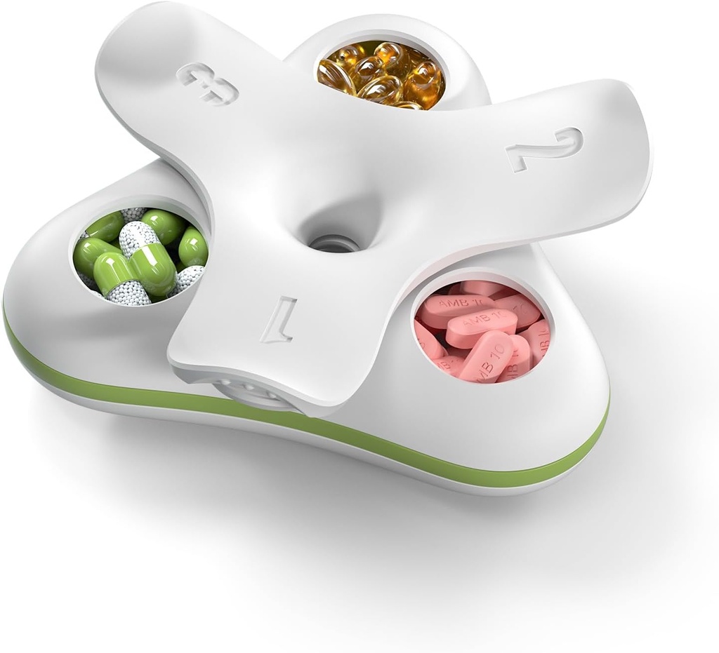 Daily Pill Box Pořadatel 3 krát denně, Travel Small Pill Case, 3 Compartments Compact Pill Container, Přenosný držák na pilulky pro vitamín, medicína, dodatek, rybí olej, bílý