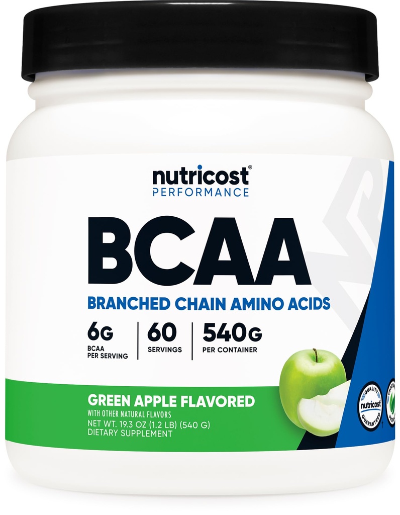 Nutricost BCAA Powder 2: 1: 1 (zelené jablko, 60 Služeb)