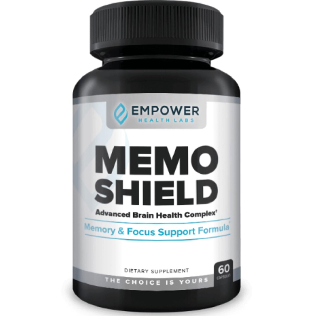 MemoShield Brain Health Supplement - Pokročilá paměťová podpora s Lví hřívou, Bacopa Monnieri a Ginkgo Biloba - Kognitivní funkce a mozkové zdraví Formule - 60 Kapsle