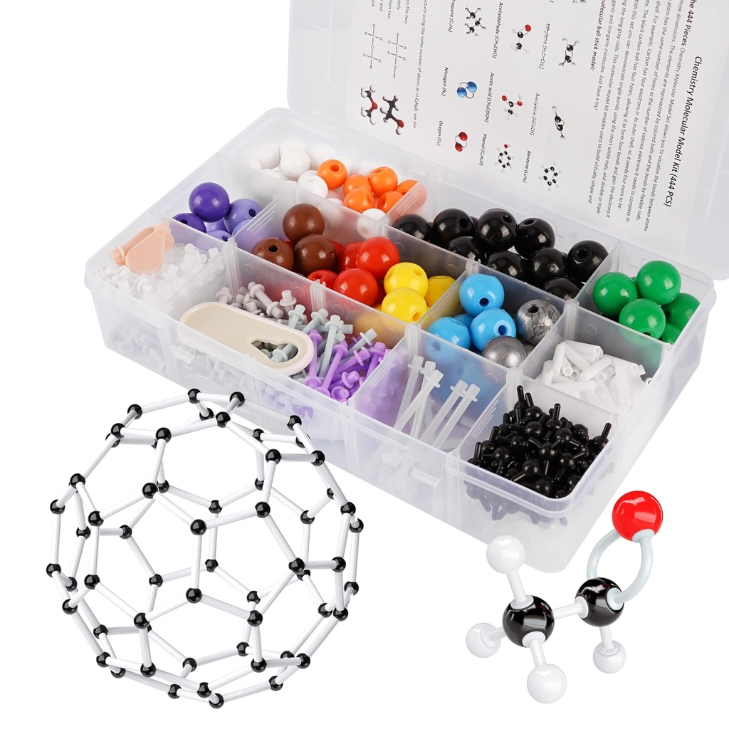 Molekulární model Kit, 444 Pcs Organic Molecular Chemistry Set, Atom Element Model Kit pro lekce chemie, Molekulární struktury Stavební sada, Ochem Science Gift pro učitele a studenty