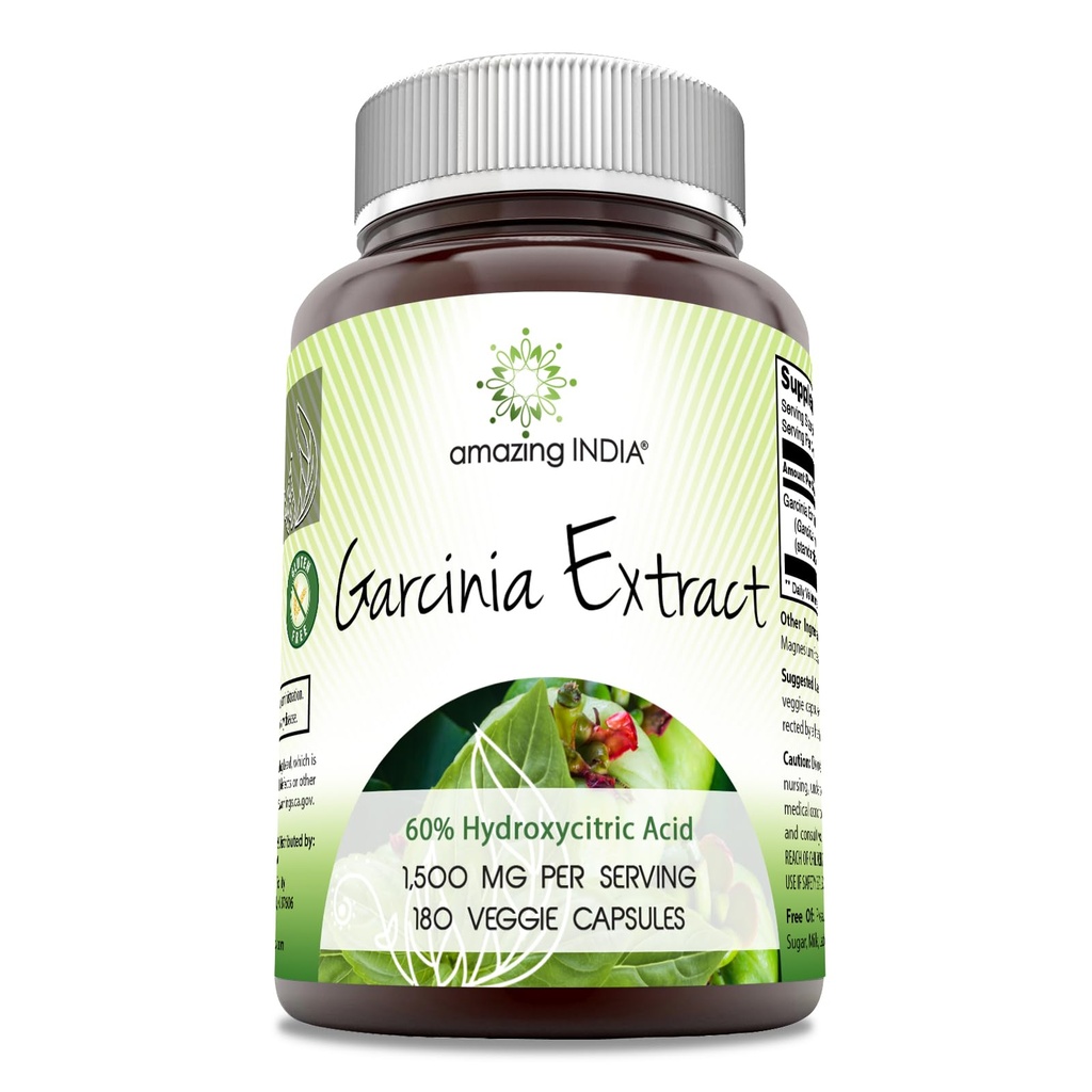 Amazing Indie Garcinia Extract Dodatek 124; 1500 Mg Per Serving 124; 180 Veggie Kapsle 124; Non- GMO 124; Gluten zdarma 124; Made in USA