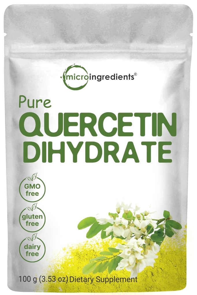 Čistý Quercetin Dihydrát Prášek, Quercetin 500 mg per Serving, 100 Grams, Nejbiologičtější stupeň a plnidlo zdarma, Výkonný antioxidant podporuje energii, imunitní systém, žádné GMO a Vegan