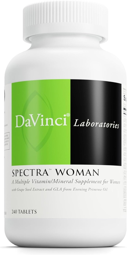 DaVinci Labs Spectra Woman - Dietní dodatek k podpoře zdraví kostí a potřeb žen - s vitamíny, minerály, vápníkem, Beta karotene, L-cystein, extrakt ze zrn a více - 240 Tablety