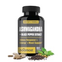 NooMost Organic Ashwagandha 400mg Kapsle w / Black Pepper Extract jako Vegan Ashwagandha Doplňky pro anti Stress Relief, Natural Mood Support, Energy & Focus- 60 Kapsle