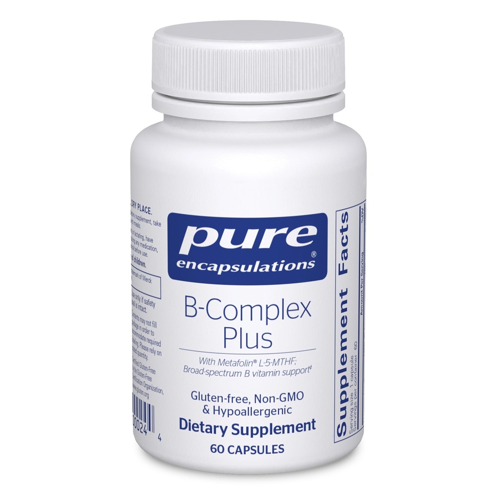 Čisté enkapsulace B- Complex Plus - B vitaminy dodatek k podpoře neurologického zdraví, kardiovaskulární zdraví, energetické hladiny a podpora nervového systému * - s vitamínem B12 & Více - 60 Kapsle