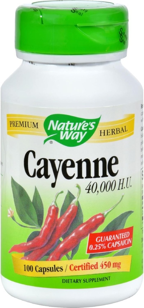 Přírodní cesta Cayenne a Pepper 450 Mg Kapsle, 100 Počet
