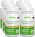 Igennus Fast Action Digestive Enzymes & Betaine HCl, 10 Široké spektrum Enzymy s proteázou, Lipázou a laktázou, Papain & Bromelain, Plant- based Vegan, Clean Label, pro ženy a muže, 6 Pack