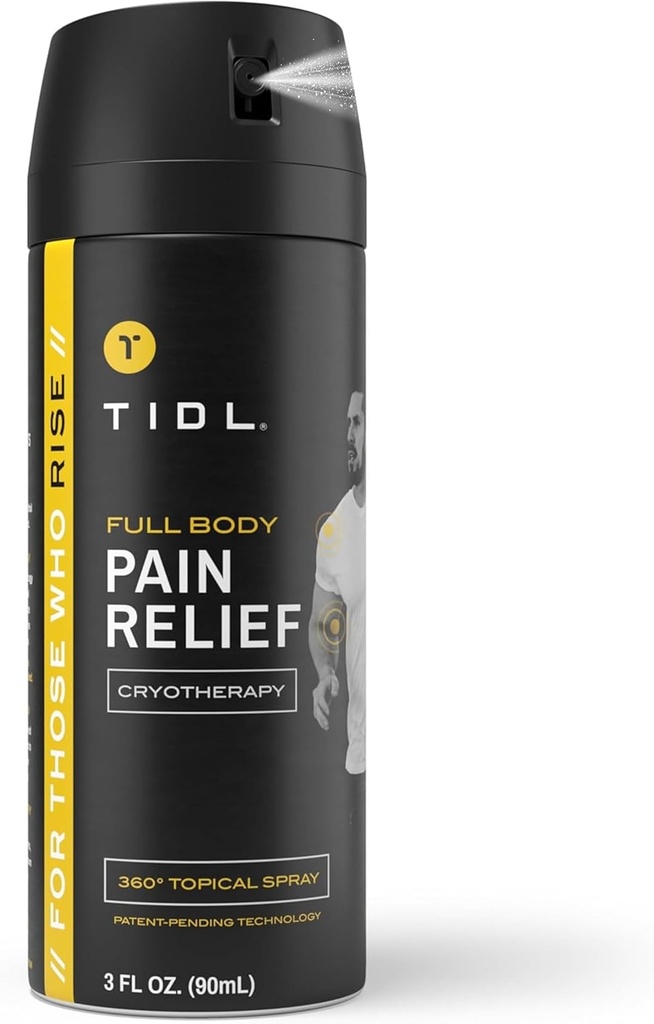 TIDL Kryoterapie Bolest Relief Spray, 3 Oz, Cílený krk bolest, kloubní a svalová bolest Relief, Organic, Plant- based Menthol, Okamžité chlazení pro artritidu, záda a kolena bolest