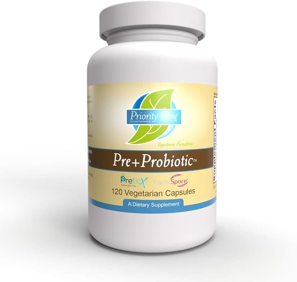 Priorita 1 Vitamíny Pre + Probiotic 120 Vegetariánské kapsle - Podpora pro zdravé Gut mikroflóry * Klinická síla