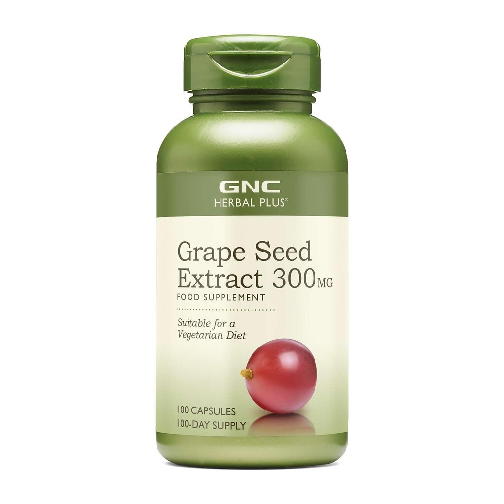 GNC Herbal Plus Grape Seed Extract 300mg dodatek, Vegetariánské, 100 Služeb