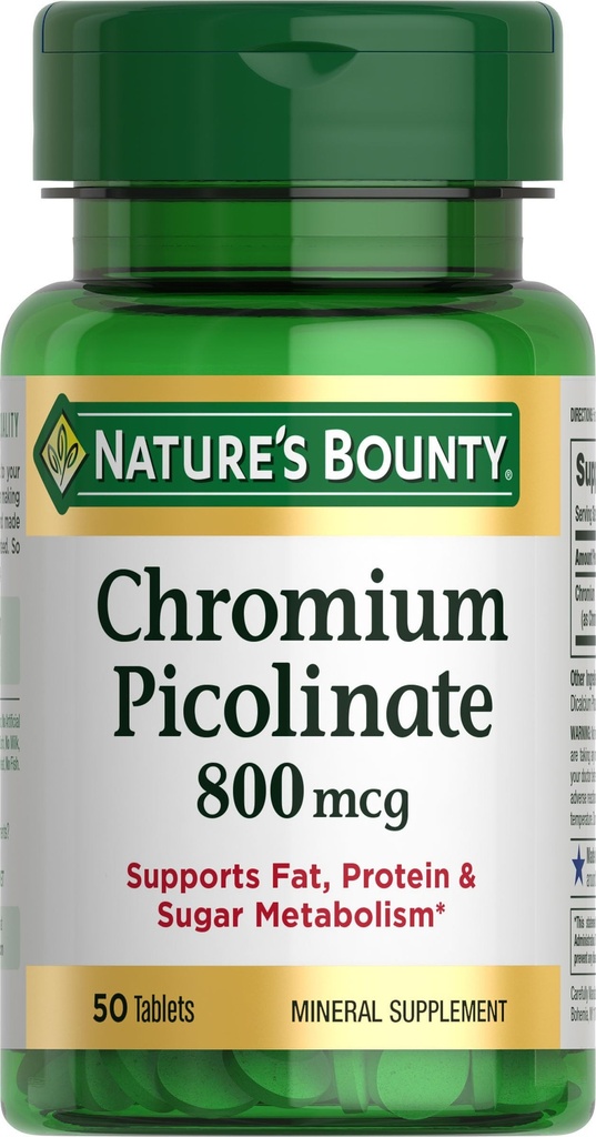 Přírodní chromový pikolinát, podporuje tuk, protein & cukr metabolismus, Minerální dodatek, 800 mcg, 50 tablet