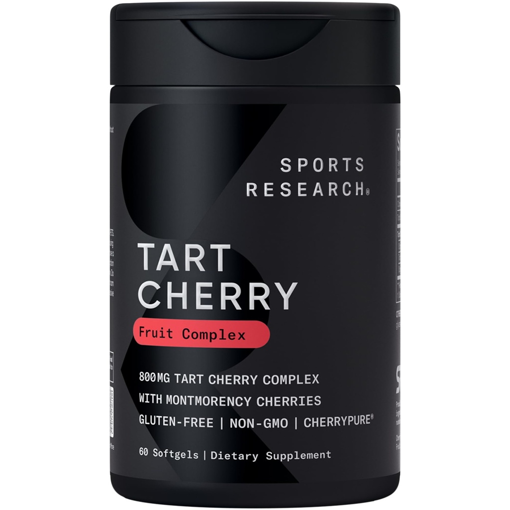 Sportovní výzkum Tart Cherry Kapsle - Vyrobeno z Montmorency Tart Cherries - Non- GMO & Gluten Free - 60 Tekuté ponožky