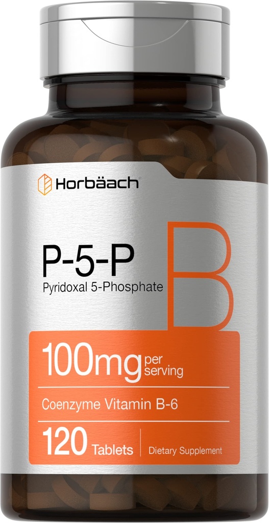 Horbäach P5P Activated Vitamin B6 100mg Ice124; 120 Tablety Ice124; Vegetariánský dodatek, Non- GMO, Gluten Free Ice124; Pyridoxal 5 Fosfát 124; Koenzym B6