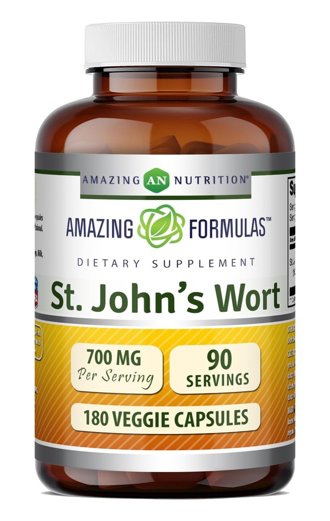 Amazing Appendias St. John 's Wort (Hypericum Perforatum Extract) 124; 700 Mg per Serving Appendix 124; Veggie Capsle 124; Gluten Free Appendix 124; Non- GMO Appendix 124; Made in USA (1 Pack 124; 180 Count)