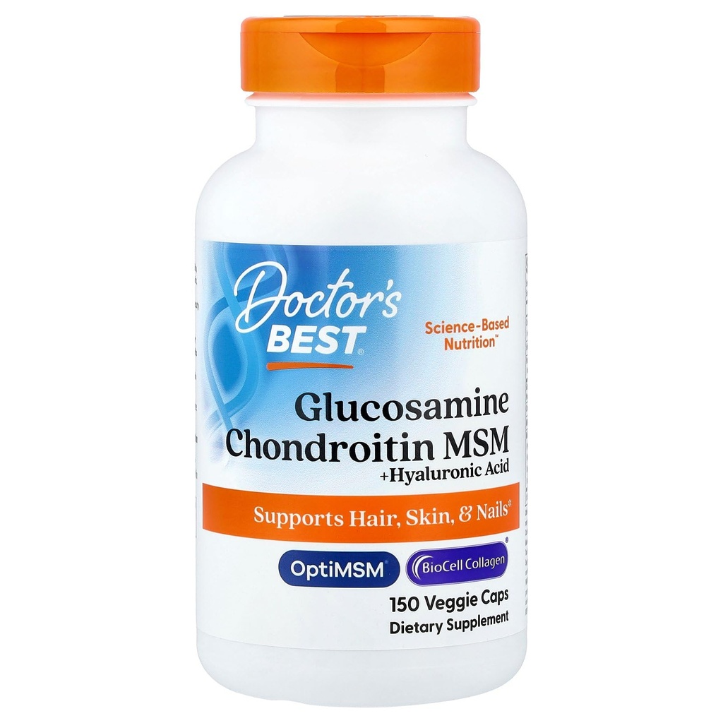 Nejlepší Glucosamine Chondroitin MSM + Hyaluronic Acid s OptiMSM Featuring Biocell Collagen, Joint Support, Non- GMO, Gluten & Soy Free, 150 Caps