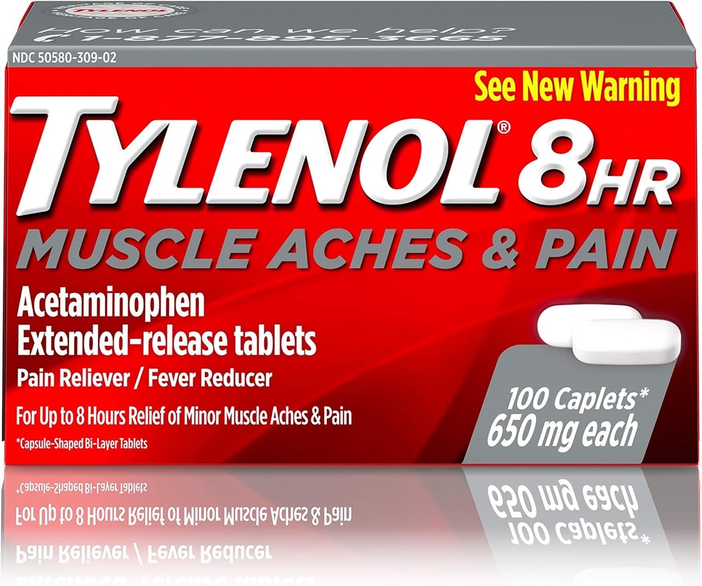 Tylenol 8 hodinová svalovina Acetaminofen tablety pro svalovou a společnou bolest, 100 ct