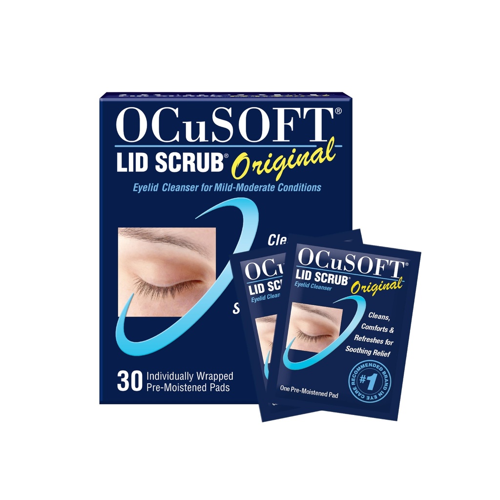 OCuSOFT Lid Scrub Original Eiyid Cleanser - Pre- Moisted Eylid Wipes for Mild to Modern Conditions - Eylid Cleanser to Clean, Comfort & Soothe Irritated Eyelid - 30 Count