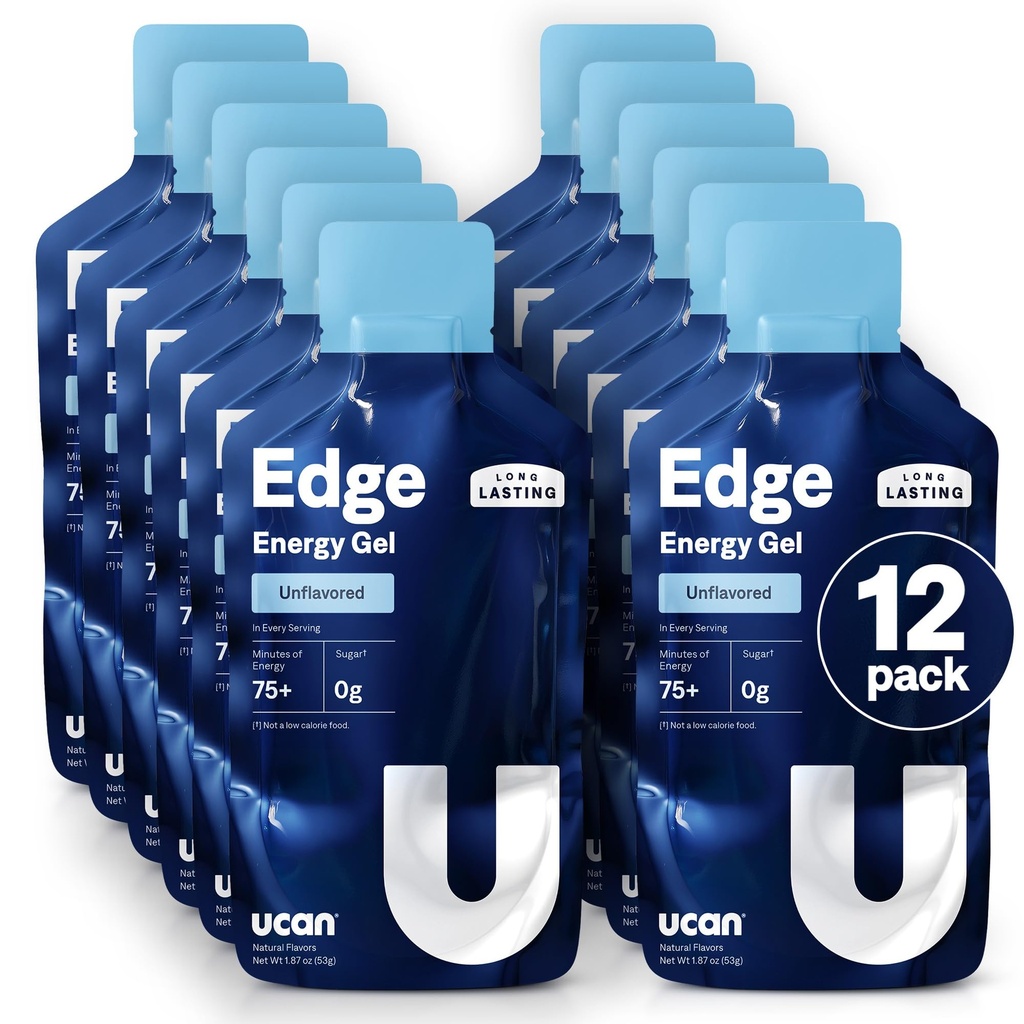 UCAN Edge Energy Gel Střelba, Neochucené (12, 2 Ounce Packets) pro běh, školení, cvičení, Fitness, Cyklistika, Crossfit current 124; Sugar- Free, Vegan, & Keto Friendly Energy