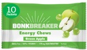 Bonk Breaker Energy Chews, Dairy-Free, Gluten- Free ingredience k poskytování rychlé energie a zaměření, 1 box 10 Packets, zelené jablko