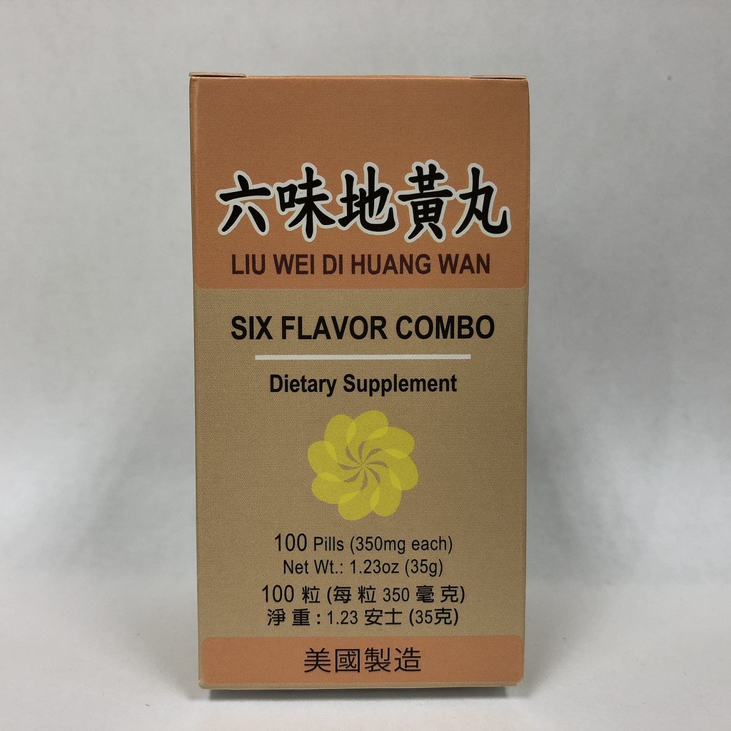 Six Flavor Combo:: Liu Wei Di Huang:: Bylinný dodatek pro závrať, pocení, tinnitus:: Made in USA