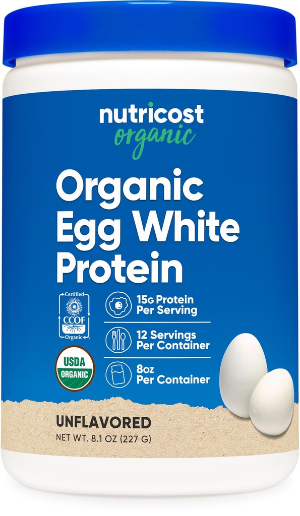 Nutricost Organic Egg White Protein Powder 8oz (Neochucené) - 15 Grams Protein Per Serving, GMO-Free, gluten Free