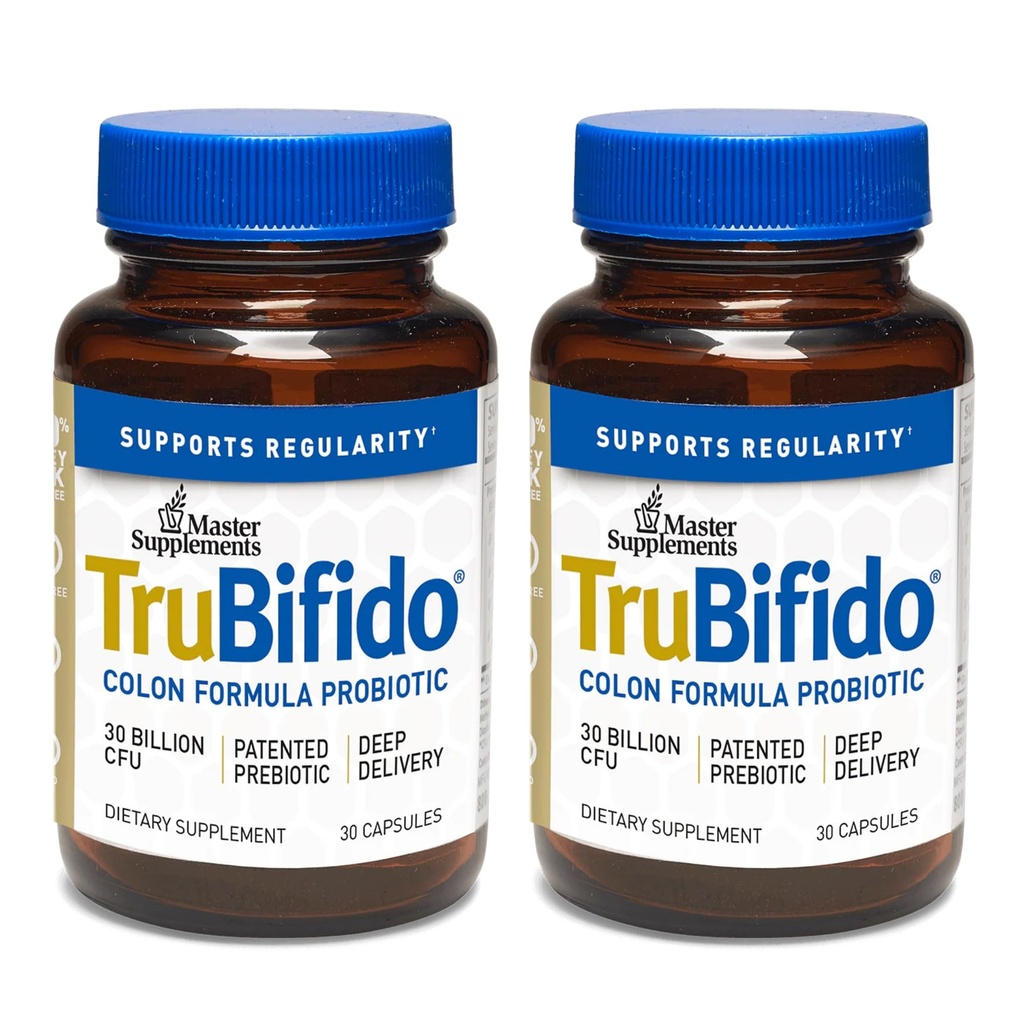 Master doplňky TruBifido - 30 Kapsle, Balení 2 - Výkonný Probiotika pro Colon zdraví & Energy - Imunitní Booster, Podporuje Regularitu - Lepidlo zdarma - 60 Celkem Služeb