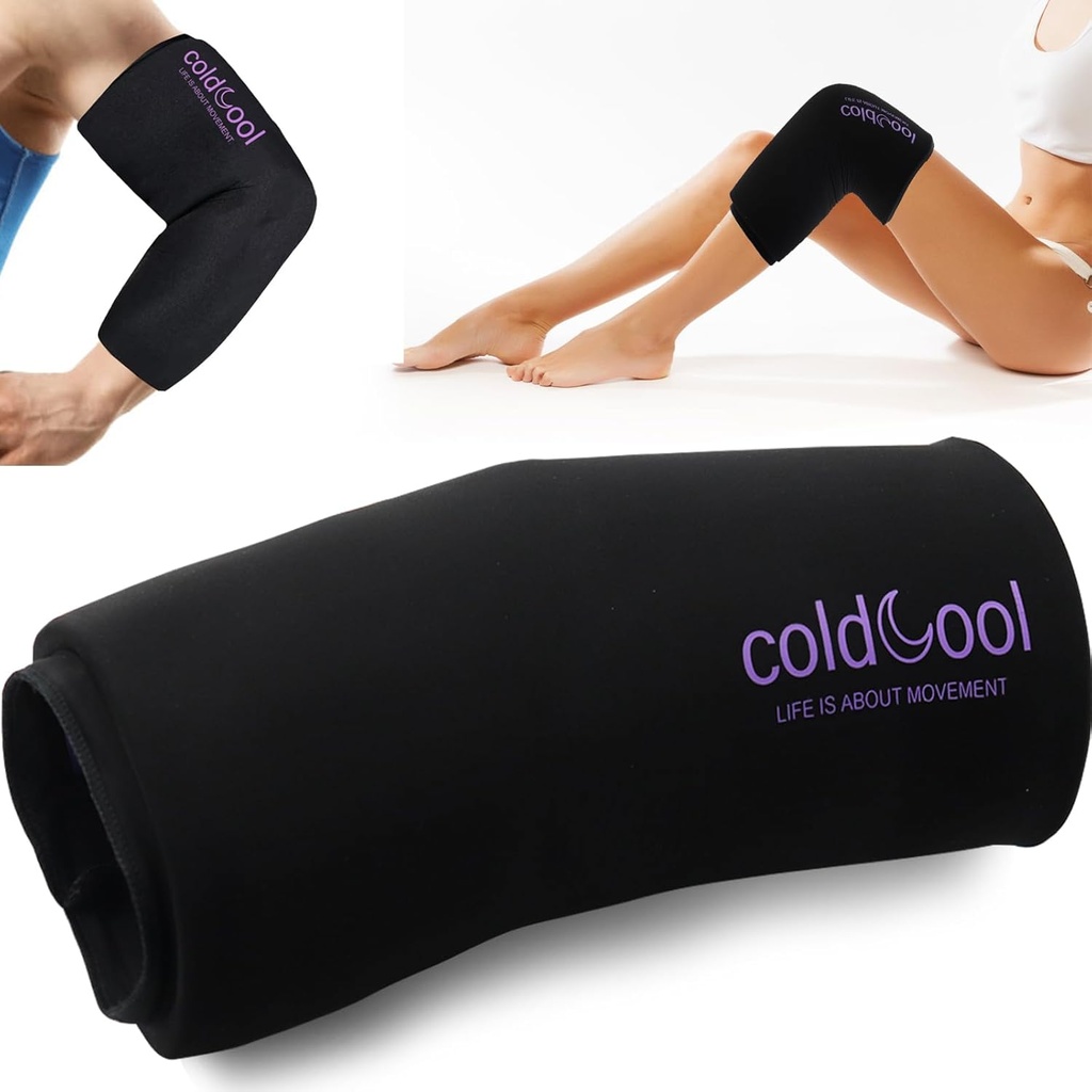 Coldcool Knee Ice Pack Wrap for Injuries, Reuse Gel Cold Packs Brace 360 ° Kompression Sleeve for Elbow, Ankle & Calf - Flexible Cold Wrap Recovery for Meniscus, ACL, MCL Pain Relief.