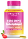 Pink Stork Berberine 500mg - Příroda je GLP-1 doplněk - Denní AMPK Metabolický aktivátor - 500- 1000 mg Metabolismus + Gut Zdraví pro ženy