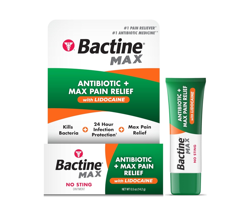 Bactine MAX Antibiotic + Pain Relieving Ointment - Antibiotický Omastek s lidokainem - Bolest + Itch Relief for Minor Cut & Scraps & Burns - Lidocain Numbing Cream - 0.5oz