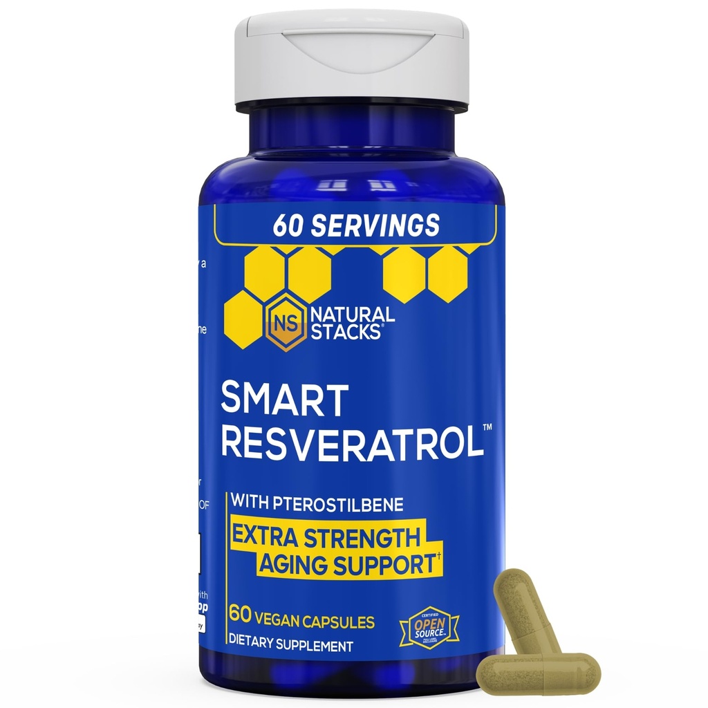 Resveratrol Dodatek - 250mg Trans- Resveratrol & 10mg Trans- Pterostilben - Antioxidanty Dodatek s 200mg Red Wine Extract - Extra síla Stárnutí Podpora - 60 japonské Knotweed Kapsle