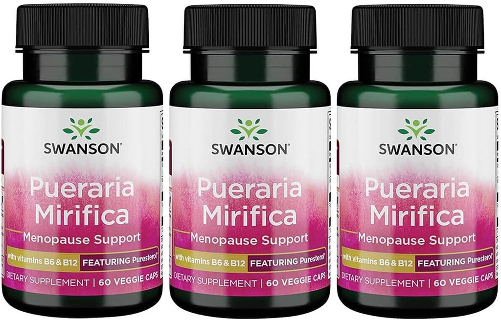 Swanson Pueraria Mitiqua s B6 '&' B12 - Využití Puresterolu 60 Veg Caps 3 Pack